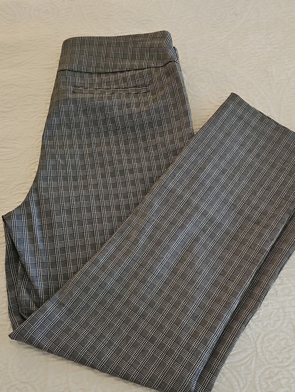 Hilary Radley Black and Gray Plaid Women's Trousers